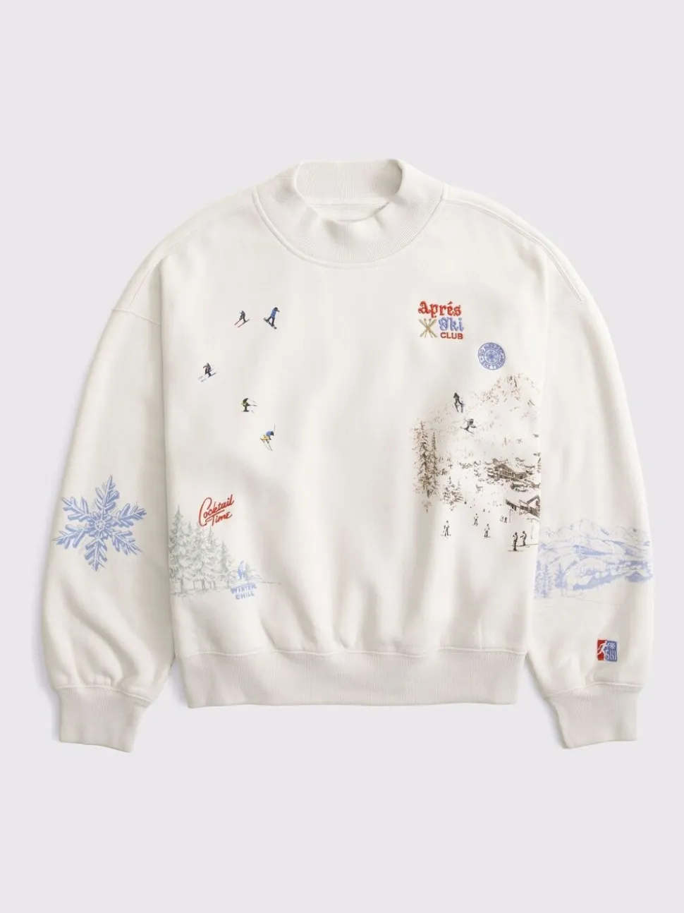 Abercrombie & Fitch Ski Resort Sunday Mockneck Crew Neck Sweatshirt