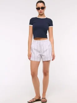 Abercrombie & Fitch Stripe Poplin Pull On Shorts