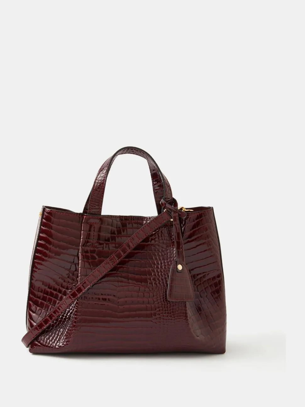 Accessorize Faux Croc Skin Patent Tote Bag