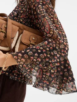 Accessorize Floral Paisley Print Ruffle Blouse
