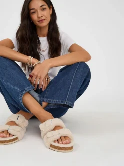Accessorize Fluffy Buckle Slippers