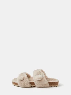 Accessorize Fluffy Buckle Slippers