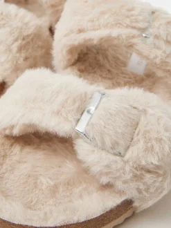 Accessorize Fluffy Buckle Slippers