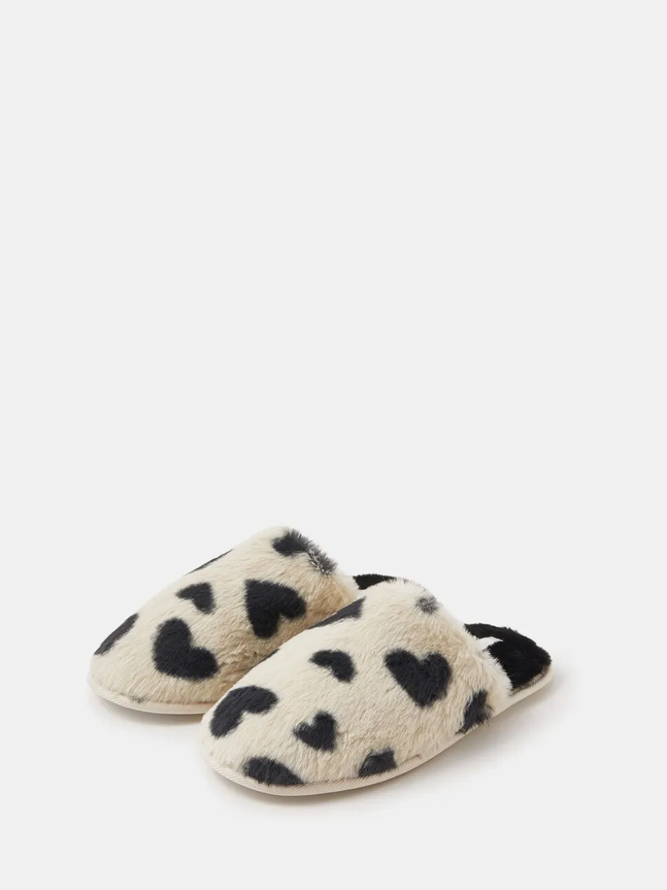 Accessorize Heart Fluffy Mule Slippers