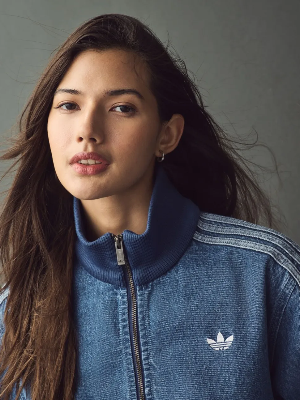adidas Originals 3 Stripe Denim Track 100% Cotton Top