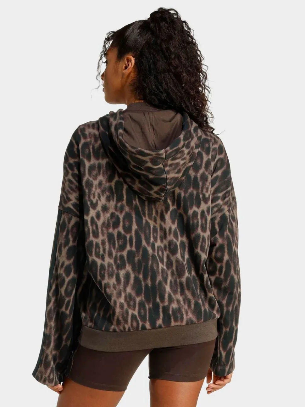 adidas Seasonal Essentials Leopard Print French Terry Hoodie With 3-Stripes