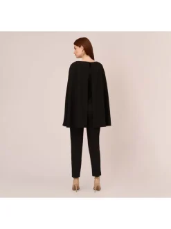 Adrianna Papell cape-jumpsuit van gebreide crêpestof