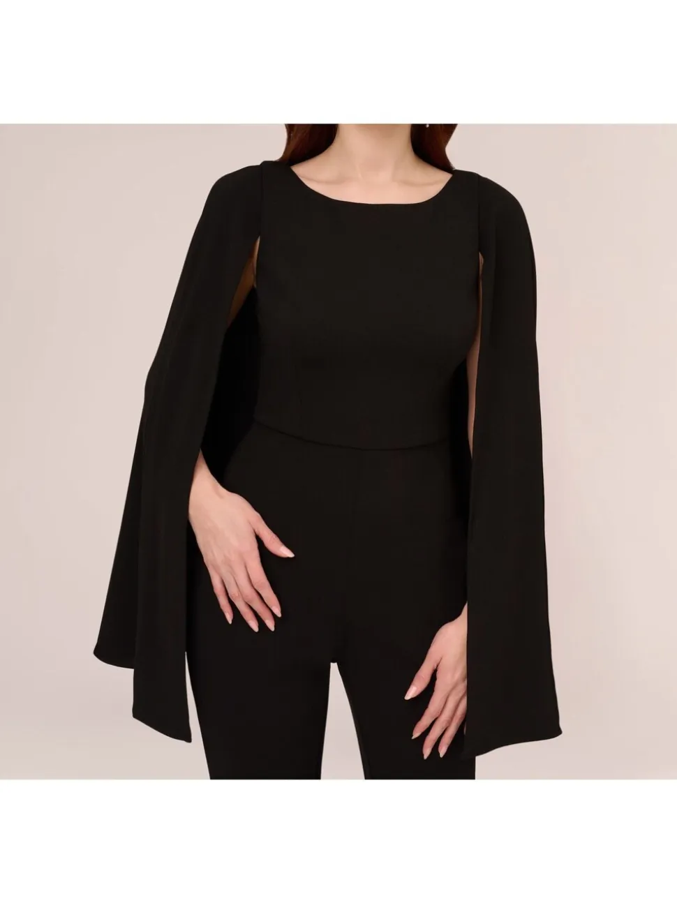 Adrianna Papell cape-jumpsuit van gebreide crêpestof