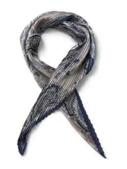 Aela Blue Paisley Pleated Scarf