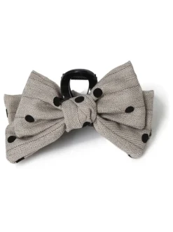 Aela Cream Tweed Polka Dot Bow Claw