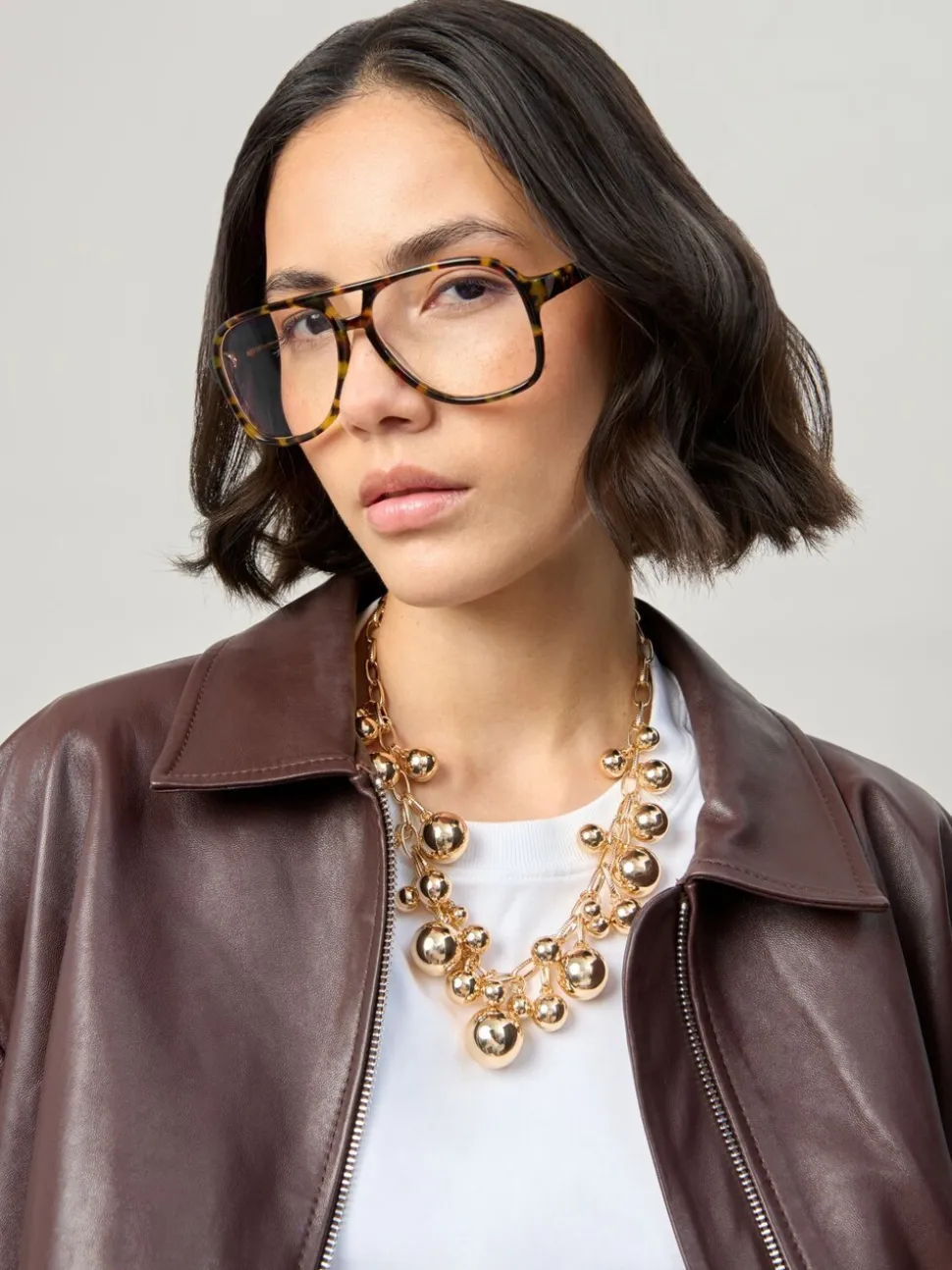 Aela Gold Tone Statement Sphere Cluster Collar Necklace