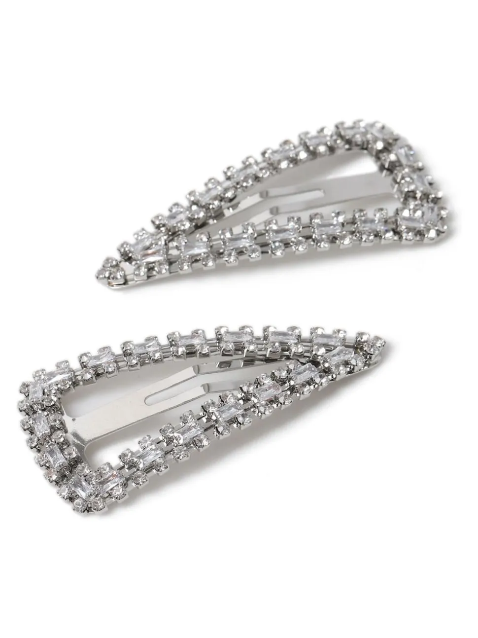 Aela Large Silver Tone Sparkle Snap Hair Clips