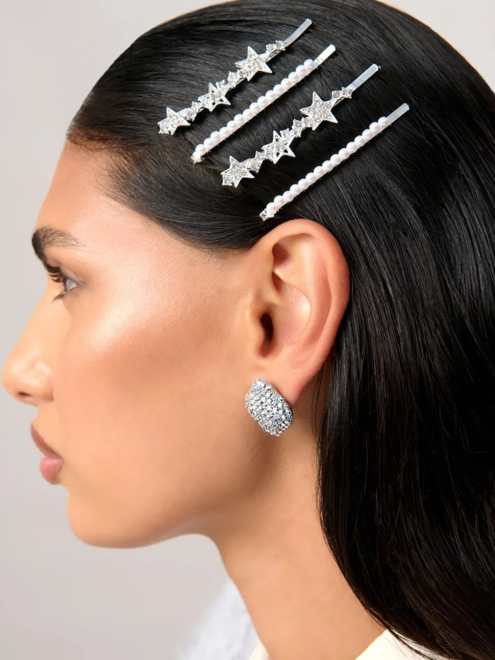 Aela Silver Tone Aela Silver Tone Sparkle Star Hair Slides