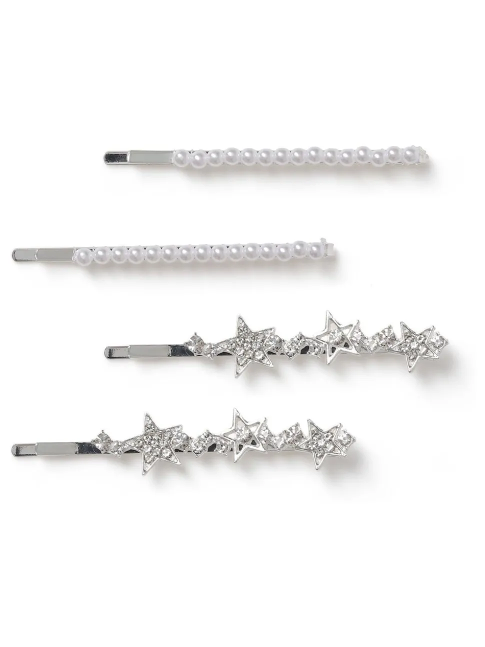 Aela Silver Tone Aela Silver Tone Sparkle Star Hair Slides