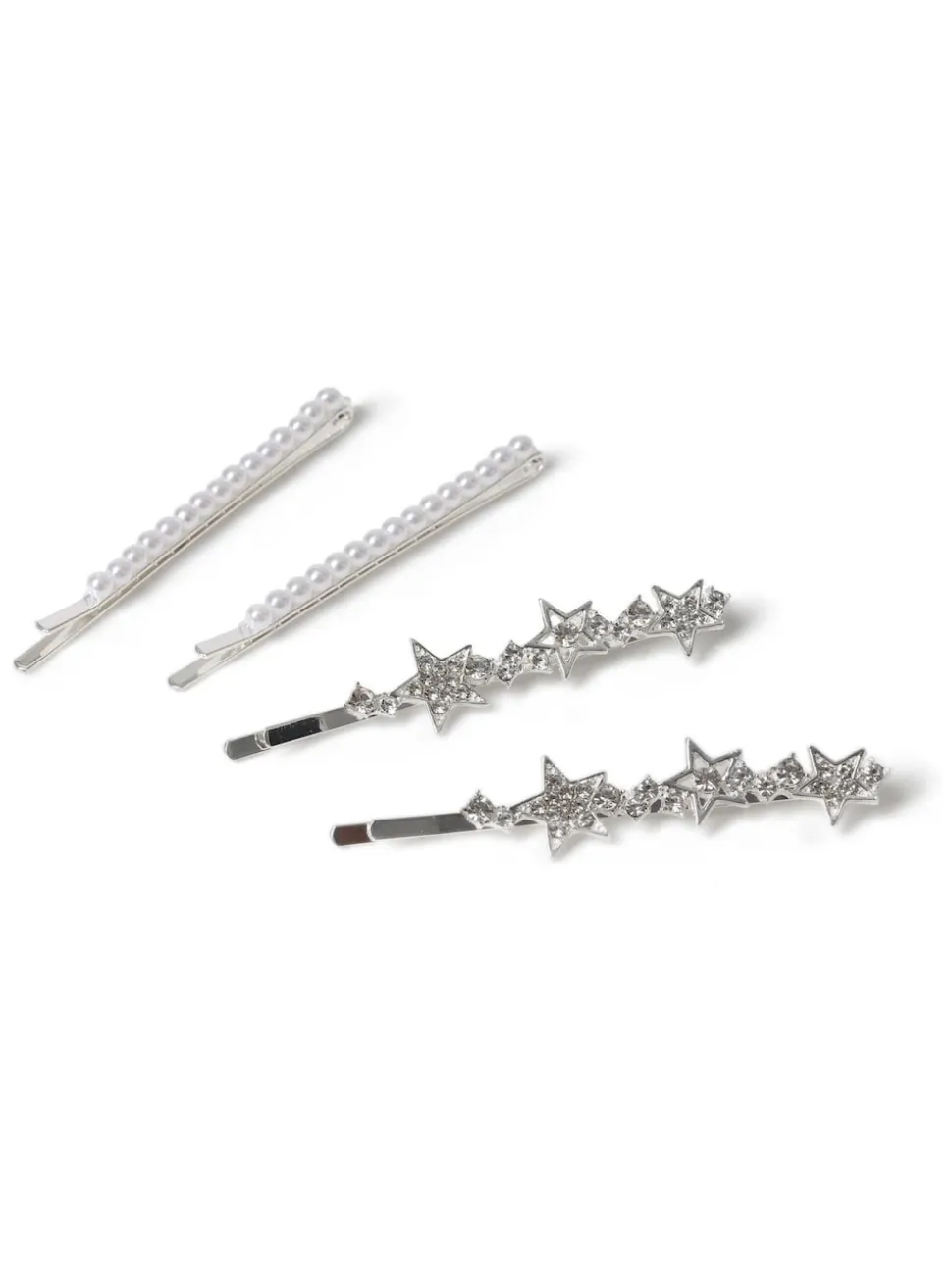 Aela Silver Tone Aela Silver Tone Sparkle Star Hair Slides