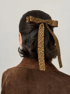 Aela Skinny Leopard Print Brown Bow