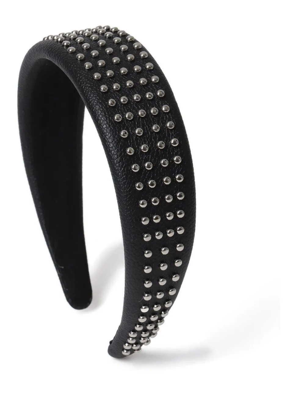 Aela Thick Studded Puff Black Headband