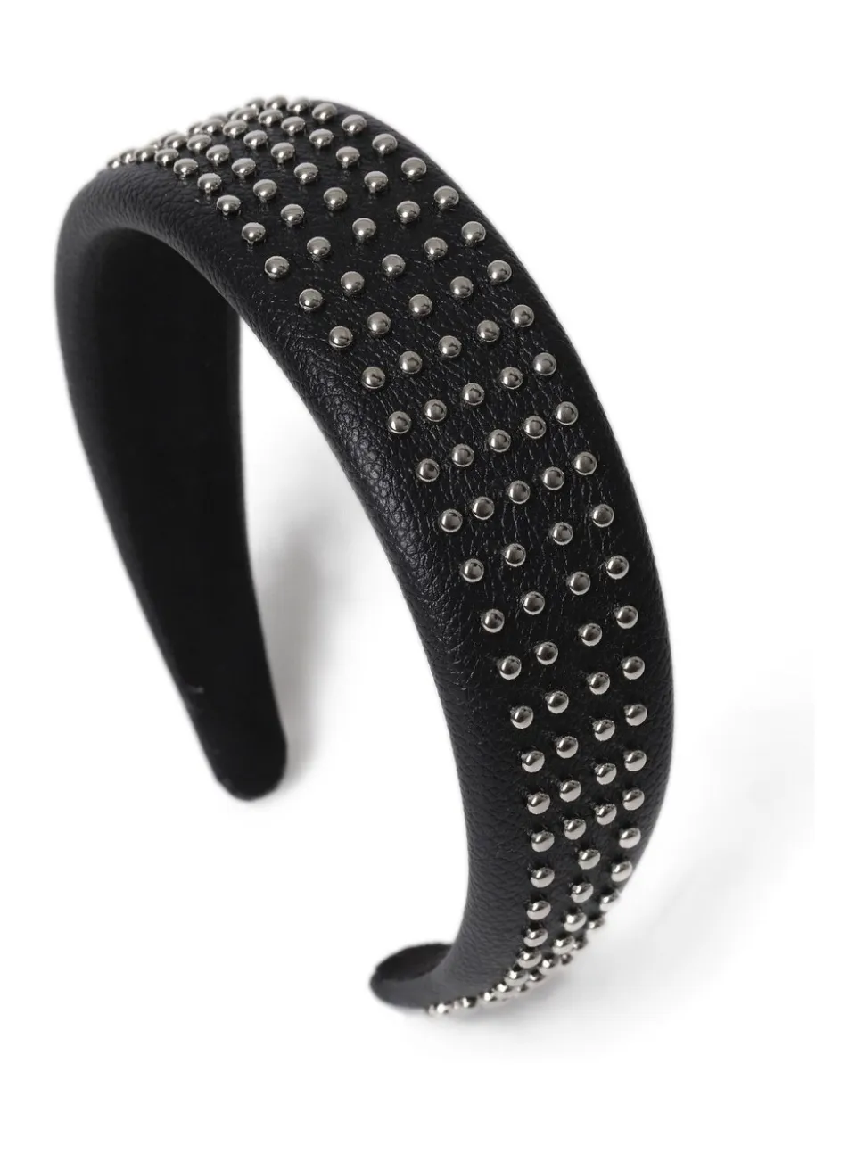 Aela Thick Studded Puff Black Headband