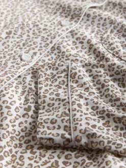 Animal/roze - The Set 2 Pack Polyester Viscose Blend Pyjama's met doorlopende knoopsluiting en bies