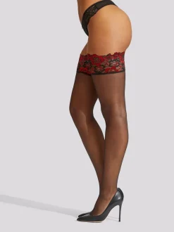 Ann Summers Lace Top Contrast 100% Cotton Tights