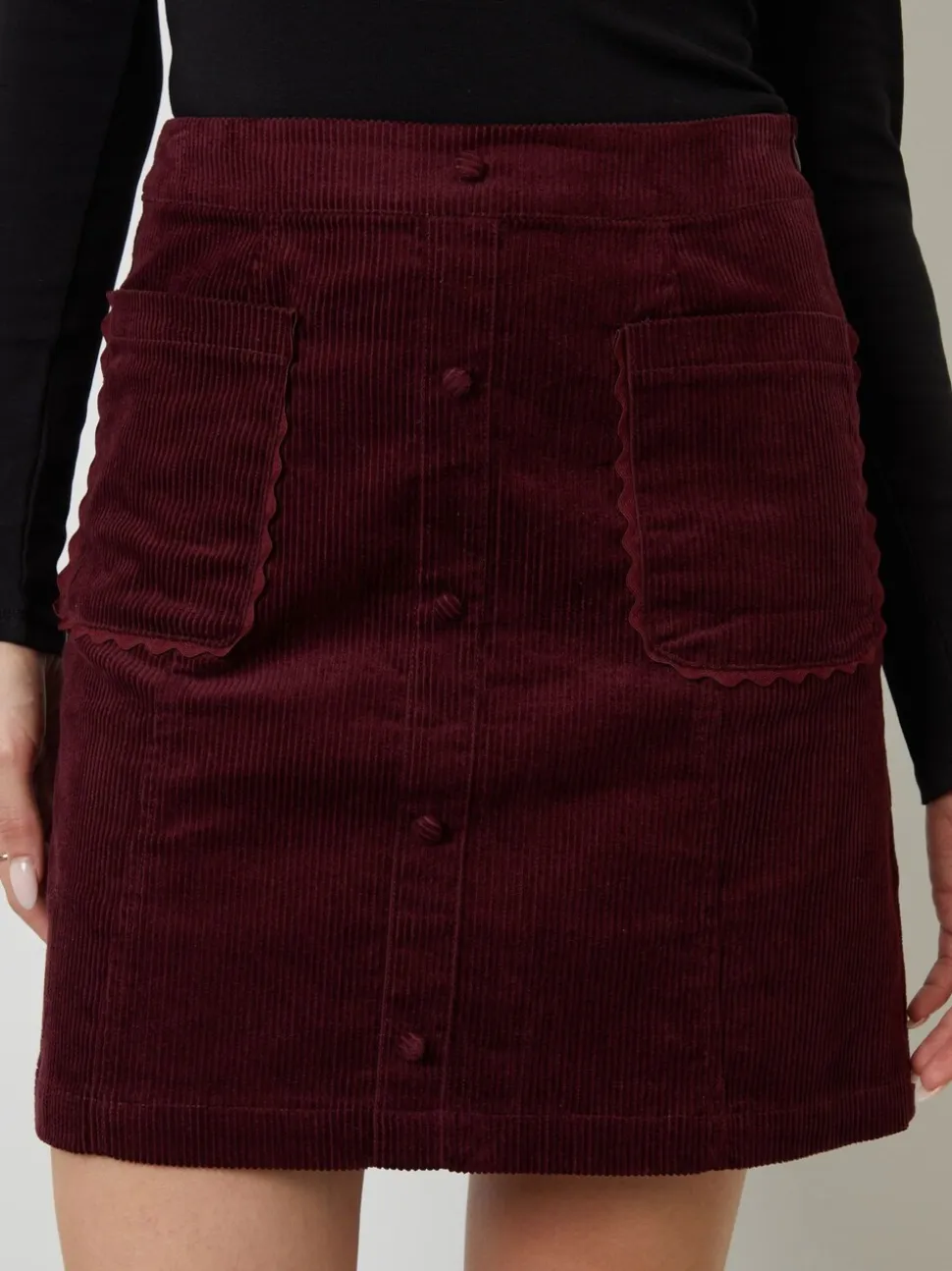 Another Sunday Corduroy Button Detail Mini Skirt