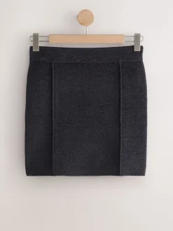 Antraciet - Chenille Seam Detail Mini Skirt Co-Ord