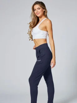 Antraciet - Pineapple viscose jersey joggingbroek met relaxte pasvorm