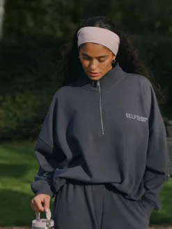 Antraciet - Sweatshirt met korte rits