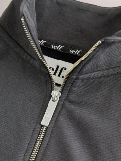 Antraciet - Sweatshirt met korte rits
