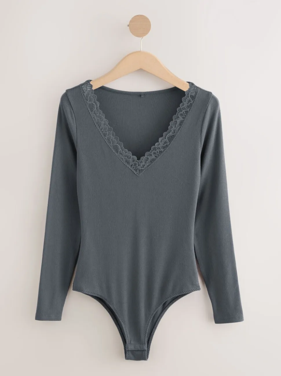 Antraciet - Thermische Base Layer Bodysuit met kanten afwerking