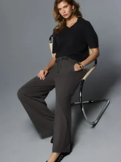 Antraciet - Wide Leg Jersey Joggers