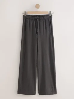 Antraciet - Wide Leg Jersey Joggers