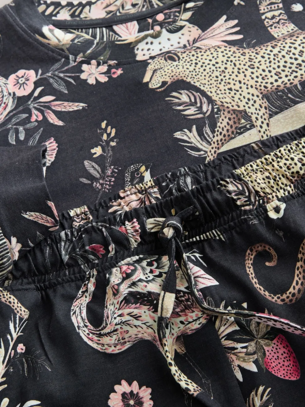 Antracietkleurig met luipaardprint - Pyjama met lange mouwen
