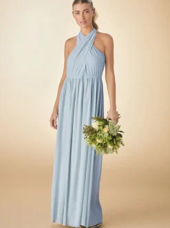 Avondblauw - Multiway mesh Maxi-jurk voor Bruiloftsgasten