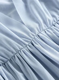 Avondblauw - Multiway mesh Maxi-jurk voor Bruiloftsgasten