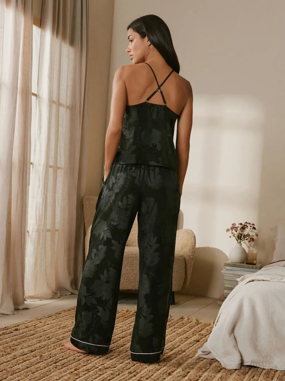 B by Ted Baker Black Jacquard Floral Cami Pyjamas