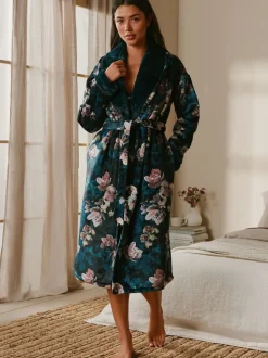 B by Ted Baker Blauwgroene knusse bloemenbadjas
