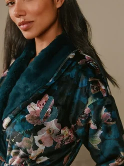 B by Ted Baker Blauwgroene knusse bloemenbadjas