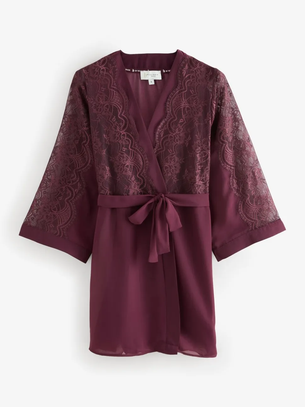 B By Ted Baker Burgundy Lace Chiffon Robe