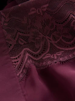 B By Ted Baker Burgundy Lace Chiffon Robe