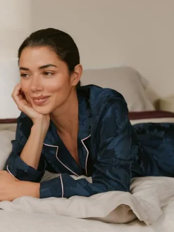 B by Ted Baker Navy Jacquard Button Through Pyjamas