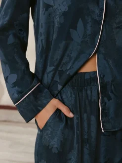 B by Ted Baker Navy Jacquard Button Through Pyjamas