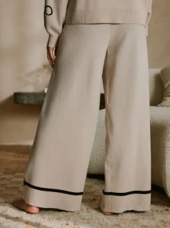B by Ted Baker Oatmeal Bow Knitted Wide Leg Trousers