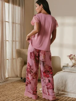 B by Ted Baker Pink Floral Satin Jersey Pyjamas