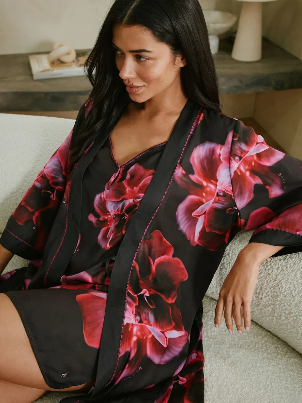 B by Ted Baker Purple Bright Floral Satin Robe