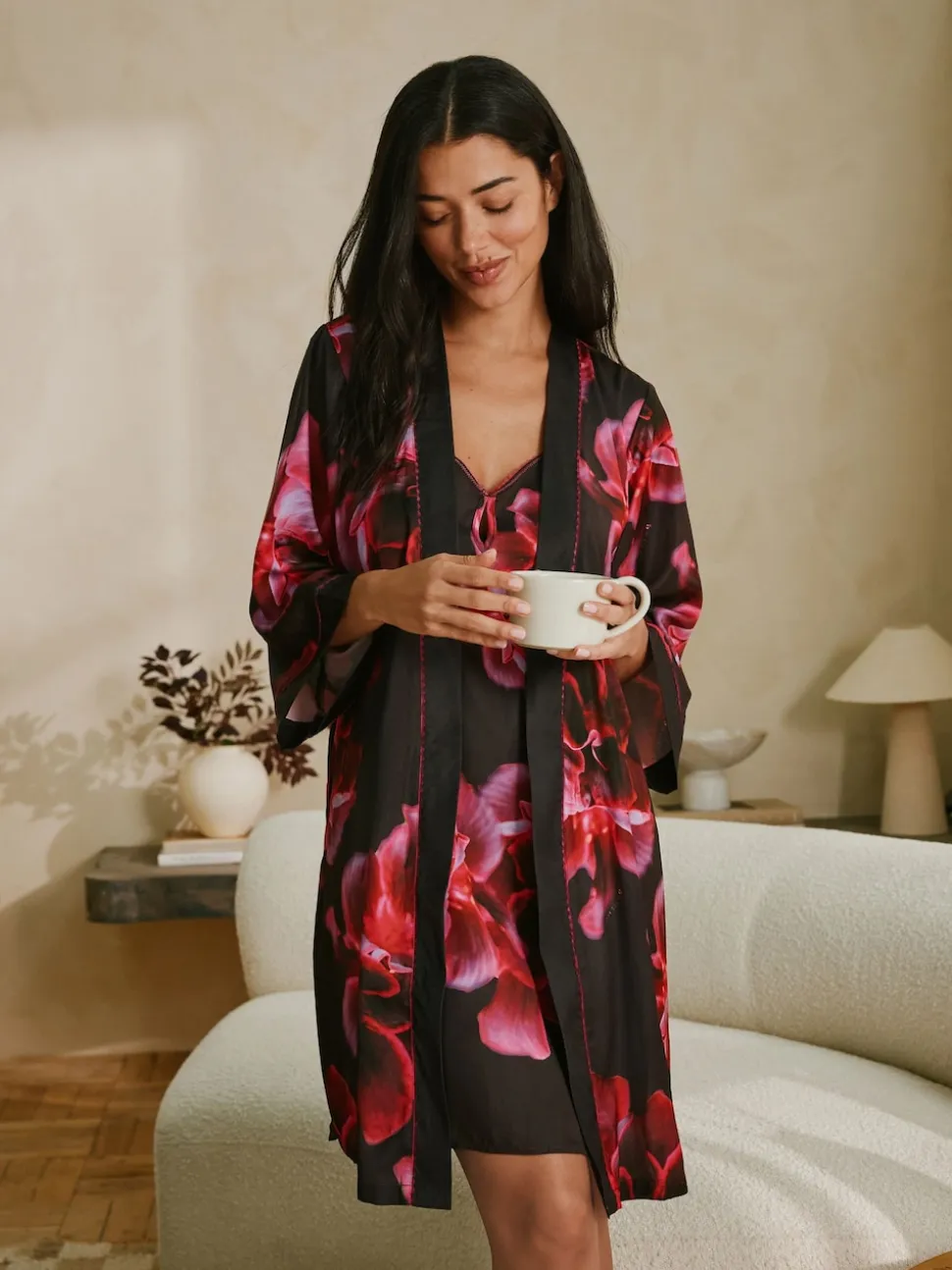 B by Ted Baker Purple Bright Floral Satin Robe