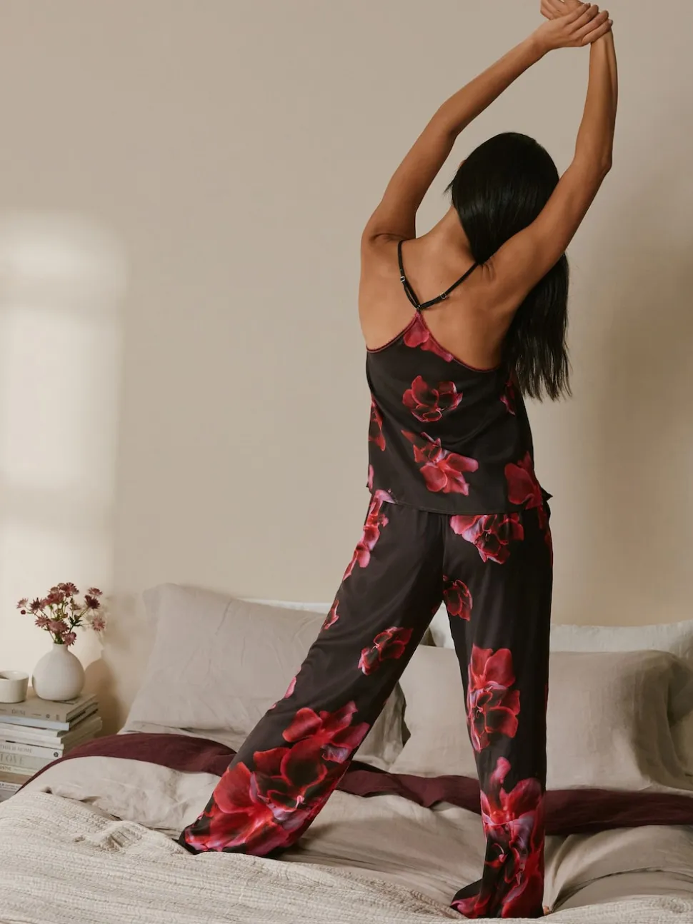 B by Ted Baker Purple Satin Floral Cami Pyjamas