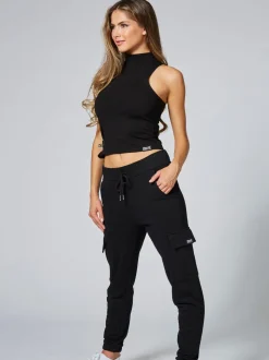Barbarella mouwloze top met hoge hals