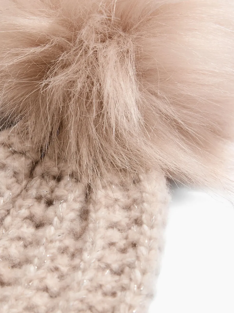 Beige - Lipsy Shimmer Ribbed Pom Hat