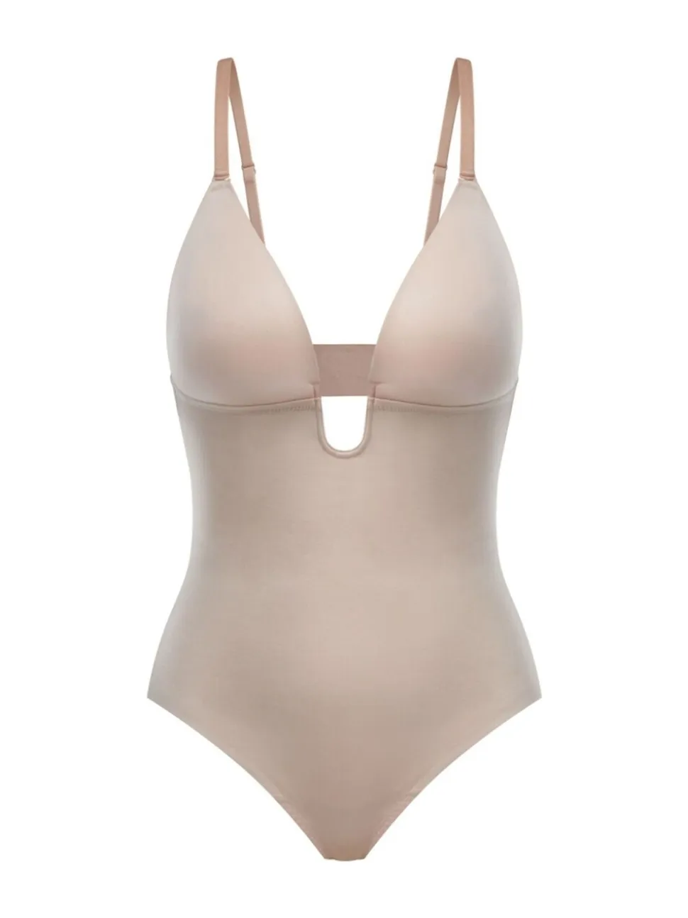 Beige - SPANXshape™ Suit Your Fancy bodysuit met lage rug en decolleté en string